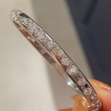Sleek White Gold Irregular Diamond Bangle - floysun