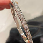 Sleek White Gold Irregular Diamond Bangle - floysun
