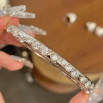 Sleek White Gold Irregular Diamond Bangle - floysun