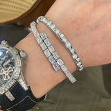 Sleek White Gold Irregular Diamond Bangle - floysun
