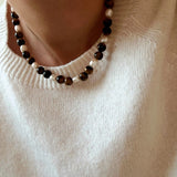 Small Tiger Eye & Pearl Beaded Necklace - floysun