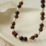 Small Tiger Eye & Pearl Beaded Necklace - floysun