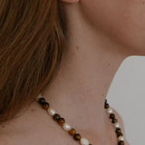 Small Tiger Eye & Pearl Beaded Necklace - floysun