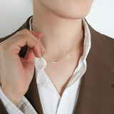 Smile Curve Necklace | Minimal Sterling Silver Necklace - floysun