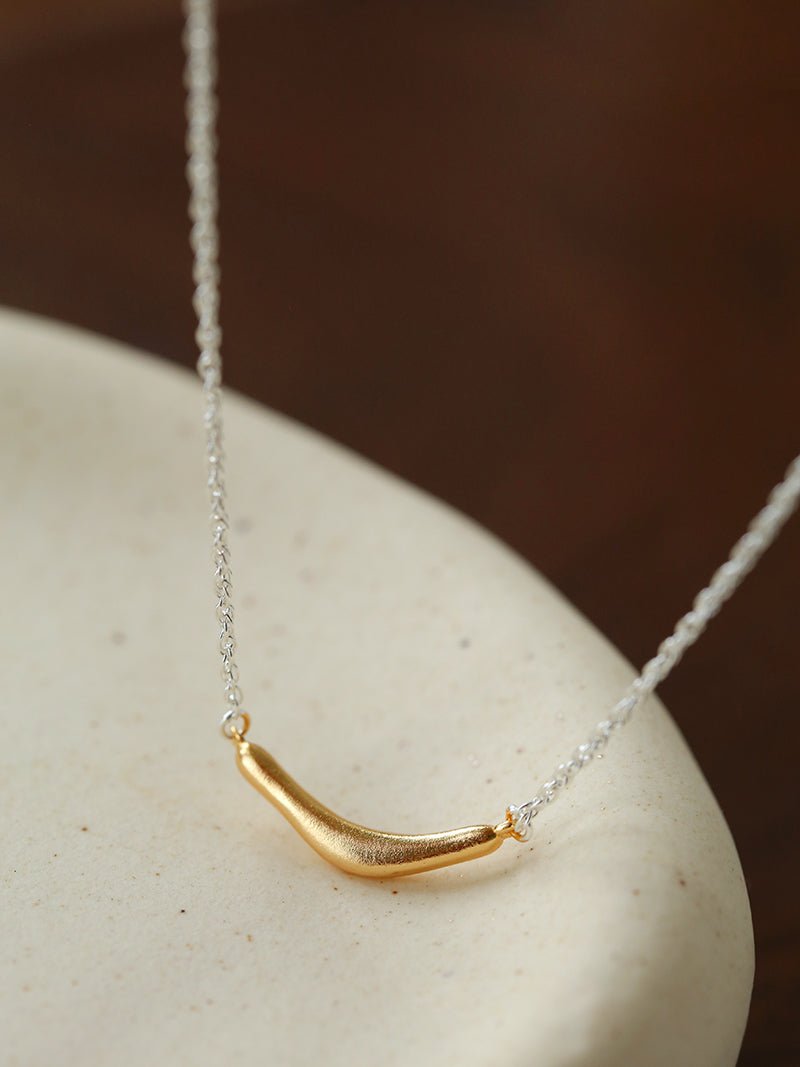 Smile Curve Necklace | Minimal Sterling Silver Necklace - floysun