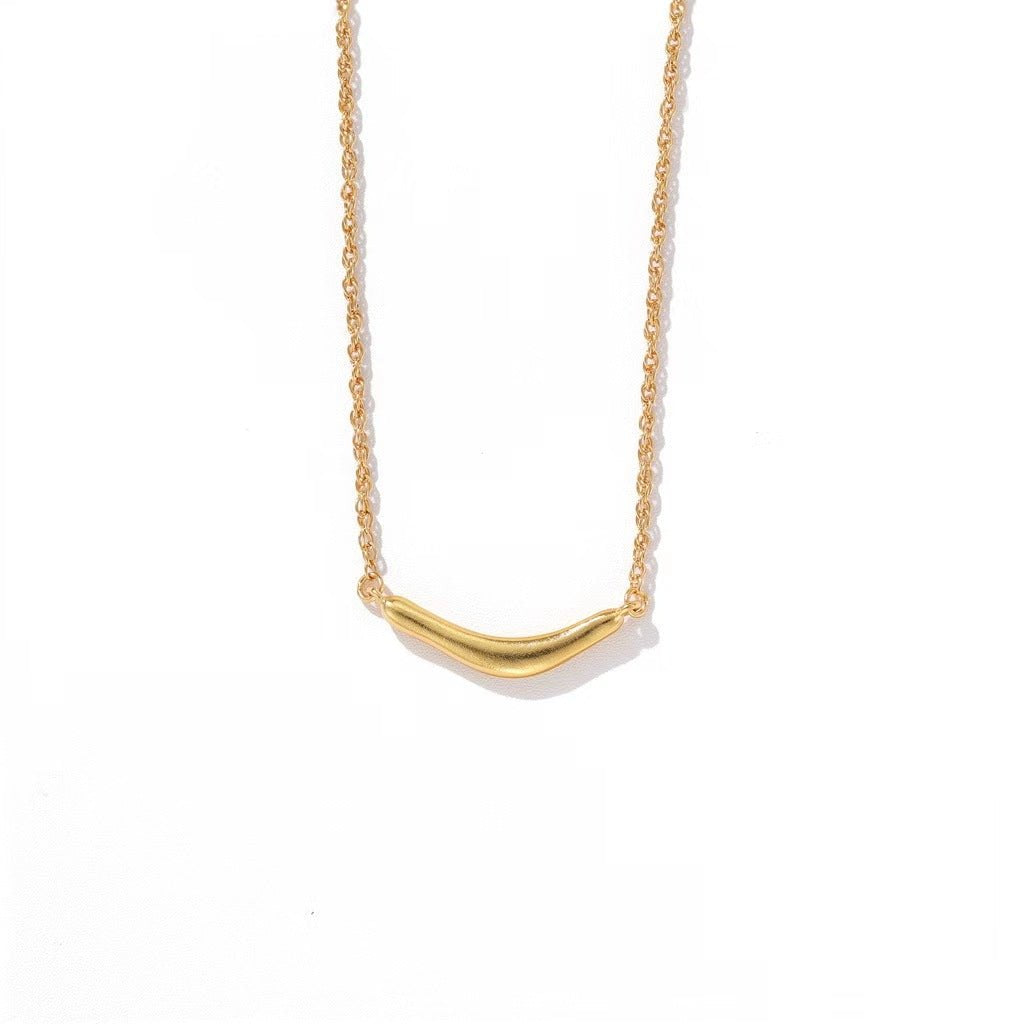 Smile Curve Necklace | Minimal Sterling Silver Necklace - floysun