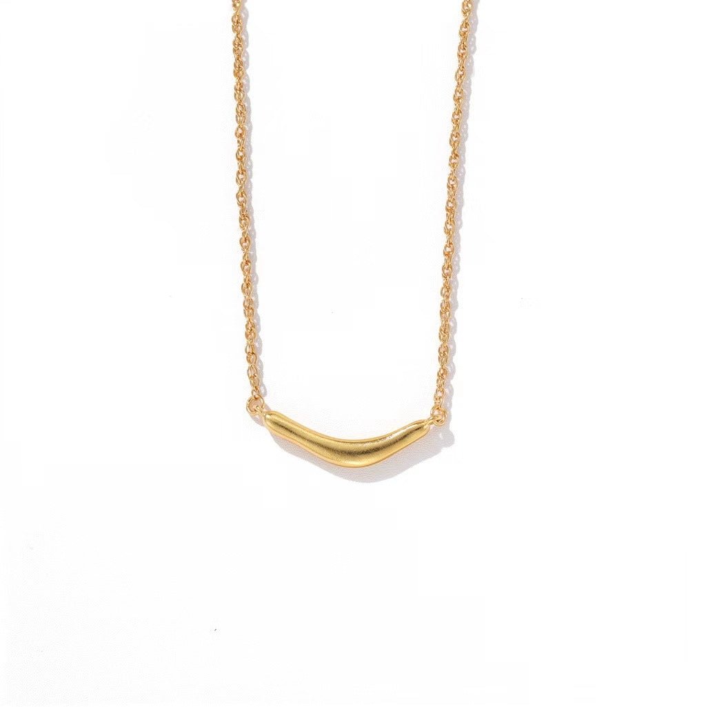 Smile Curve Necklace | Minimal Sterling Silver Necklace - floysun