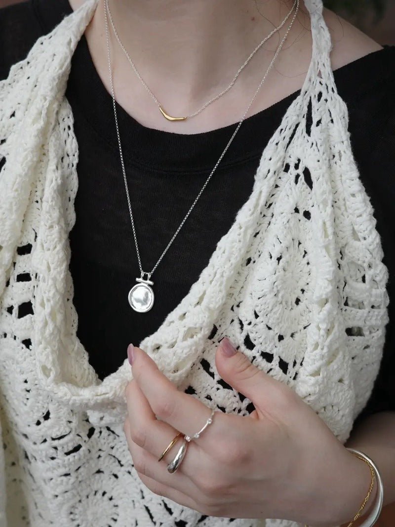 Smile Curve Necklace | Minimal Sterling Silver Necklace - floysun