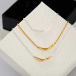 Smile Curve Necklace | Minimal Sterling Silver Necklace - floysun