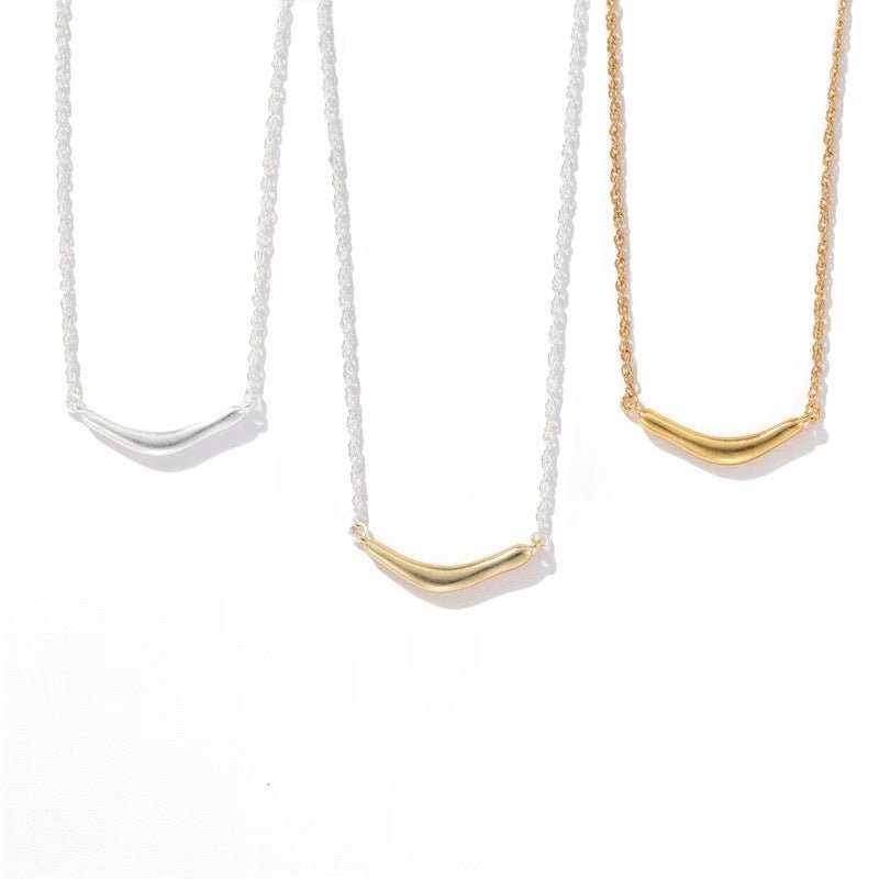 Smile Curve Necklace | Minimal Sterling Silver Necklace - floysun