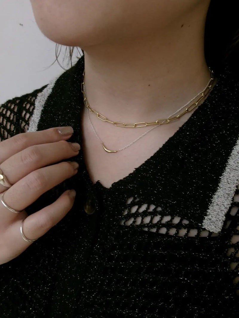 Smile Curve Necklace | Minimal Sterling Silver Necklace - floysun