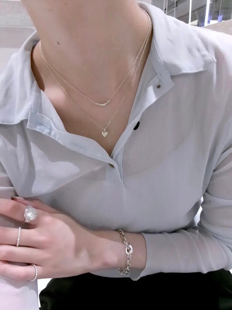 Smile Curve Necklace | Minimal Sterling Silver Necklace - floysun