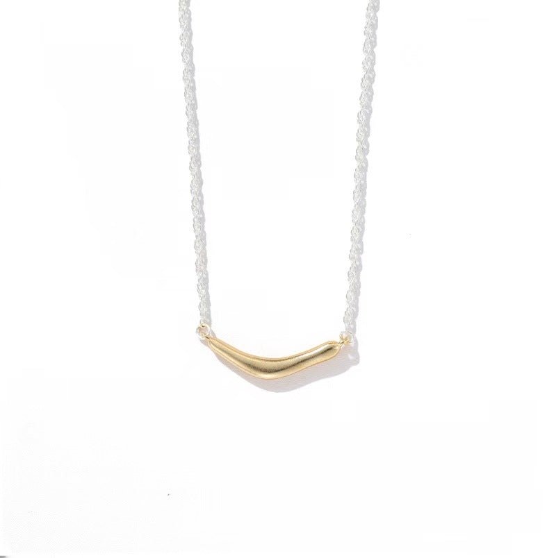 Smile Curve Necklace | Minimal Sterling Silver Necklace - floysun