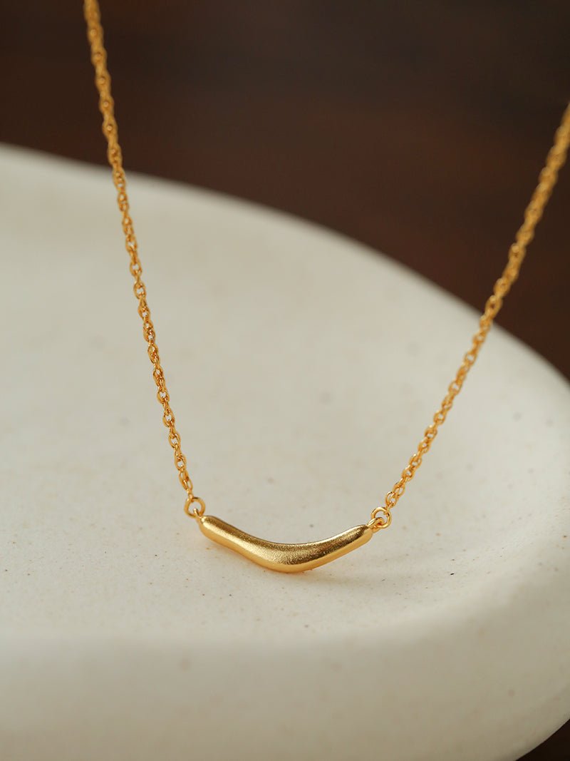 Smile Curve Necklace | Minimal Sterling Silver Necklace - floysun