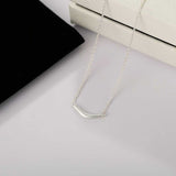 Smile Curve Necklace | Minimal Sterling Silver Necklace - floysun