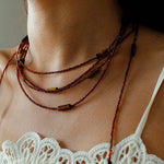 Smoky Glass & Tiger’s Eye Extra Long Beaded Necklace - floysun