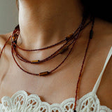Smoky Glass & Tiger’s Eye Extra Long Beaded Necklace - floysun