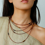 Smoky Glass & Tiger’s Eye Extra Long Beaded Necklace - floysun