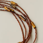 Smoky Glass & Tiger’s Eye Extra Long Beaded Necklace - floysun