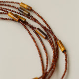 Smoky Glass & Tiger’s Eye Extra Long Beaded Necklace - floysun