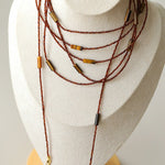 Smoky Glass & Tiger’s Eye Extra Long Beaded Necklace - floysun