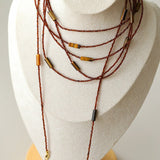 Smoky Glass & Tiger’s Eye Extra Long Beaded Necklace - floysun