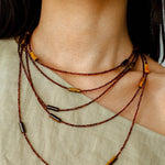 Smoky Glass & Tiger’s Eye Extra Long Beaded Necklace - floysun