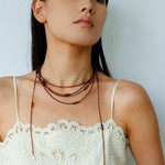 Smoky Glass & Tiger’s Eye Extra Long Beaded Necklace - floysun
