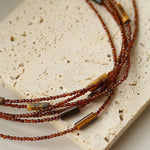 Smoky Glass & Tiger’s Eye Extra Long Beaded Necklace - floysun