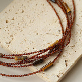 Smoky Glass & Tiger’s Eye Extra Long Beaded Necklace - floysun
