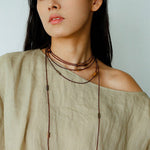 Smoky Glass & Tiger’s Eye Extra Long Beaded Necklace - floysun