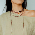 Smoky Glass & Tiger’s Eye Extra Long Beaded Necklace - floysun