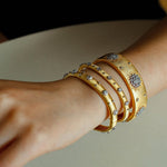 Snowflake - Embellished Wide Cuff Bracelet – Brushed Gold - floysun