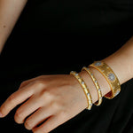 Snowflake - Embellished Wide Cuff Bracelet – Brushed Gold - floysun