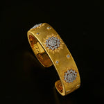 Snowflake - Embellished Wide Cuff Bracelet – Brushed Gold - floysun