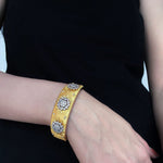 Snowflake - Embellished Wide Cuff Bracelet – Brushed Gold - floysun