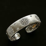 Snowflake - Embellished Wide Cuff Bracelet – Brushed Silver - floysun