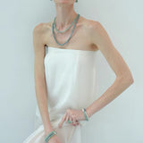 Solid Natural Green Aventurine Beaded Necklace - floysun