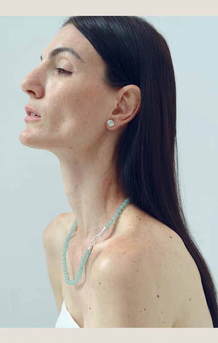 Solid Natural Green Aventurine Beaded Necklace - floysun