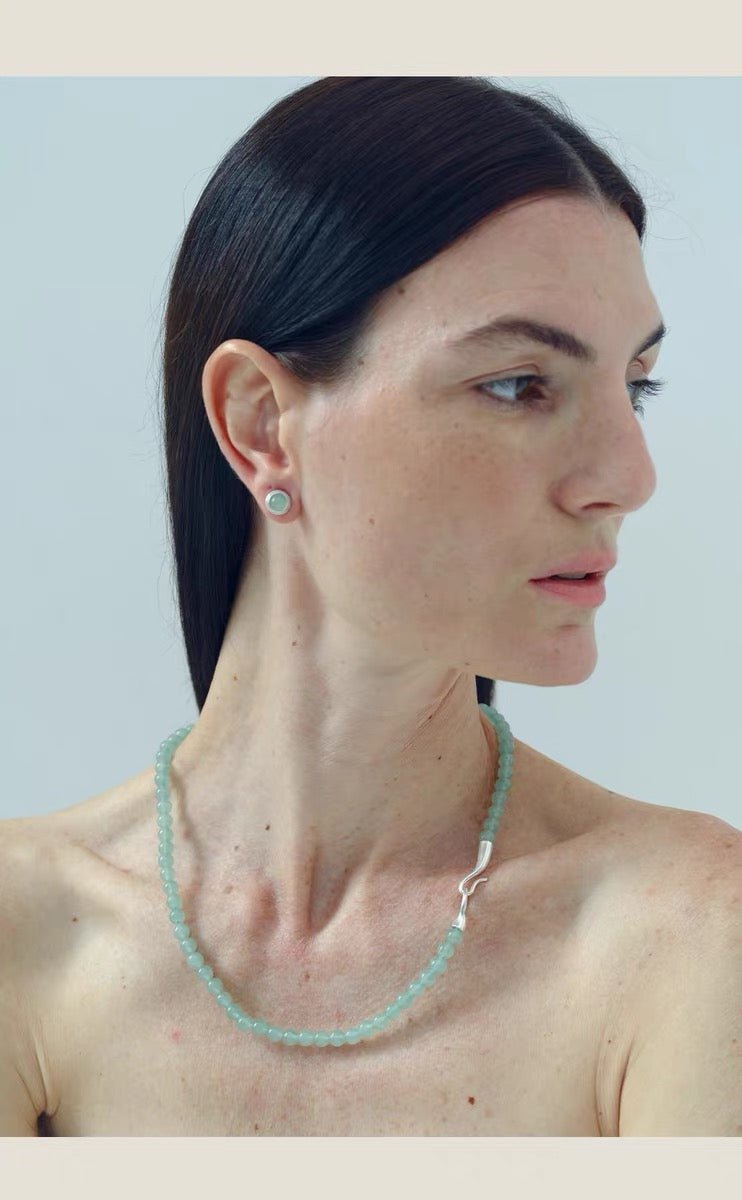 Solid Natural Green Aventurine Beaded Necklace - floysun