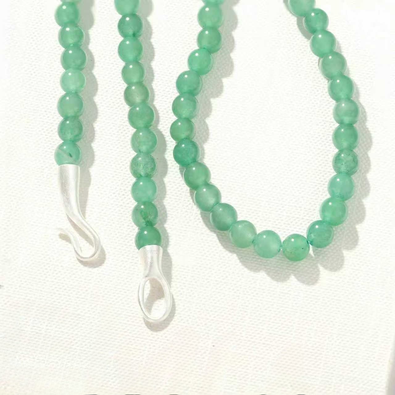 Solid Natural Green Aventurine Beaded Necklace - floysun