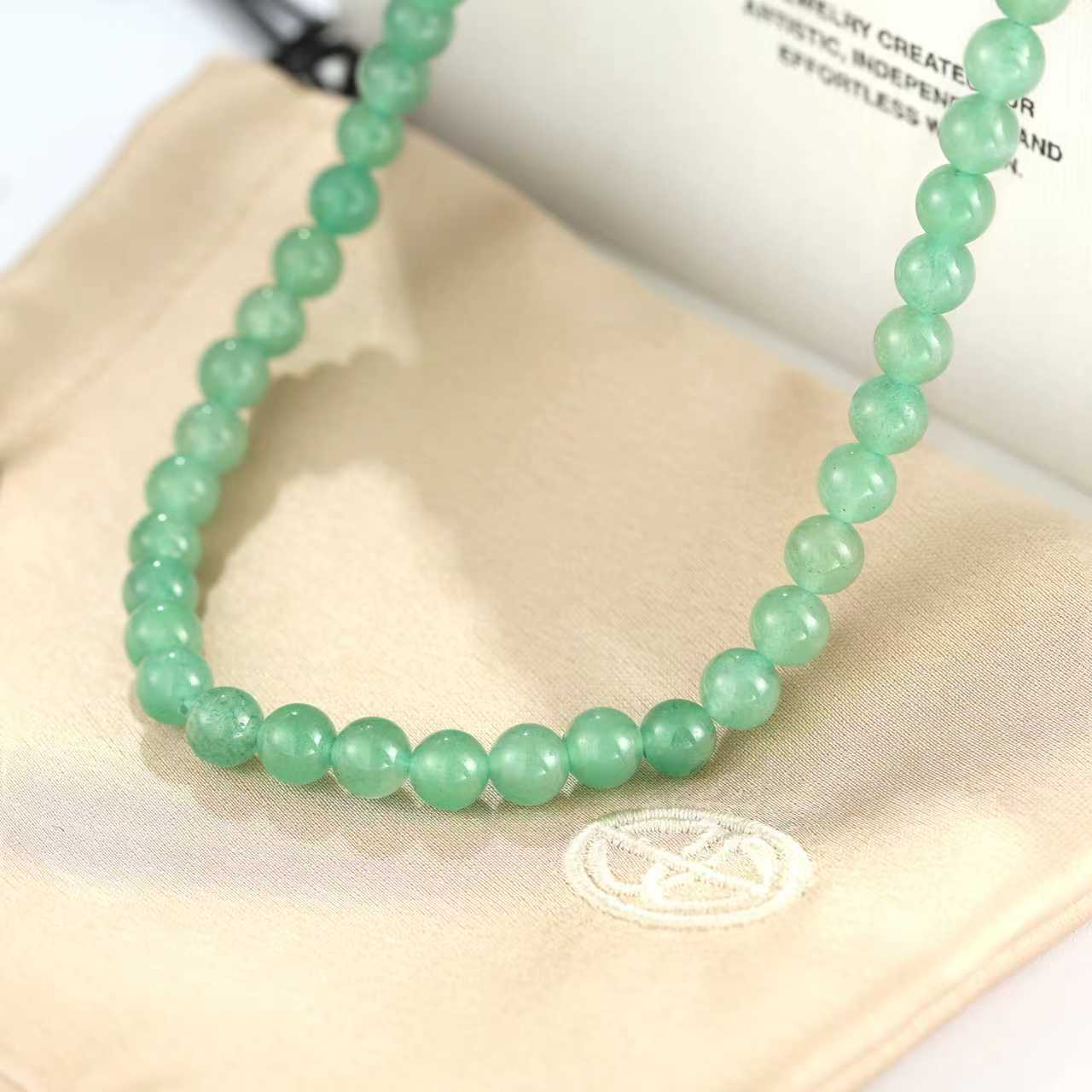Solid Natural Green Aventurine Beaded Necklace - floysun