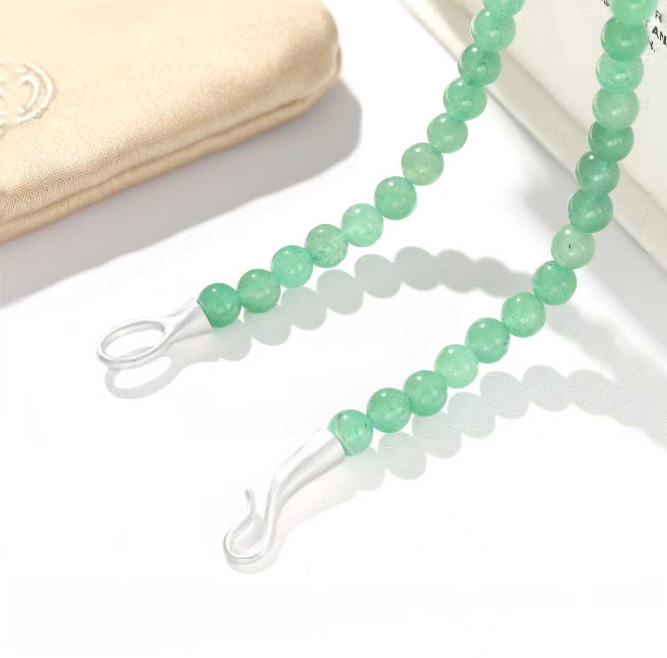 Solid Natural Green Aventurine Beaded Necklace - floysun