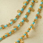 Soothing Blue Turquoise Tiny Flower Beaded Bracelet - floysun