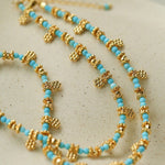 Soothing Blue Turquoise Tiny Flower Beaded Necklace - floysun