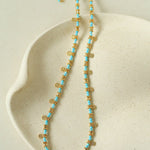 Soothing Blue Turquoise Tiny Flower Beaded Necklace - floysun