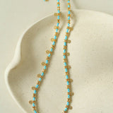 Soothing Blue Turquoise Tiny Flower Beaded Necklace - floysun