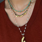 Soothing Blue Turquoise Tiny Flower Beaded Necklace - floysun