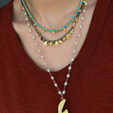Soothing Blue Turquoise Tiny Flower Beaded Necklace - floysun