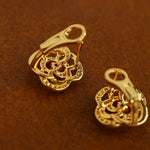 Sparkling Diamond Brushed Camellia Stud Earrings - floysun